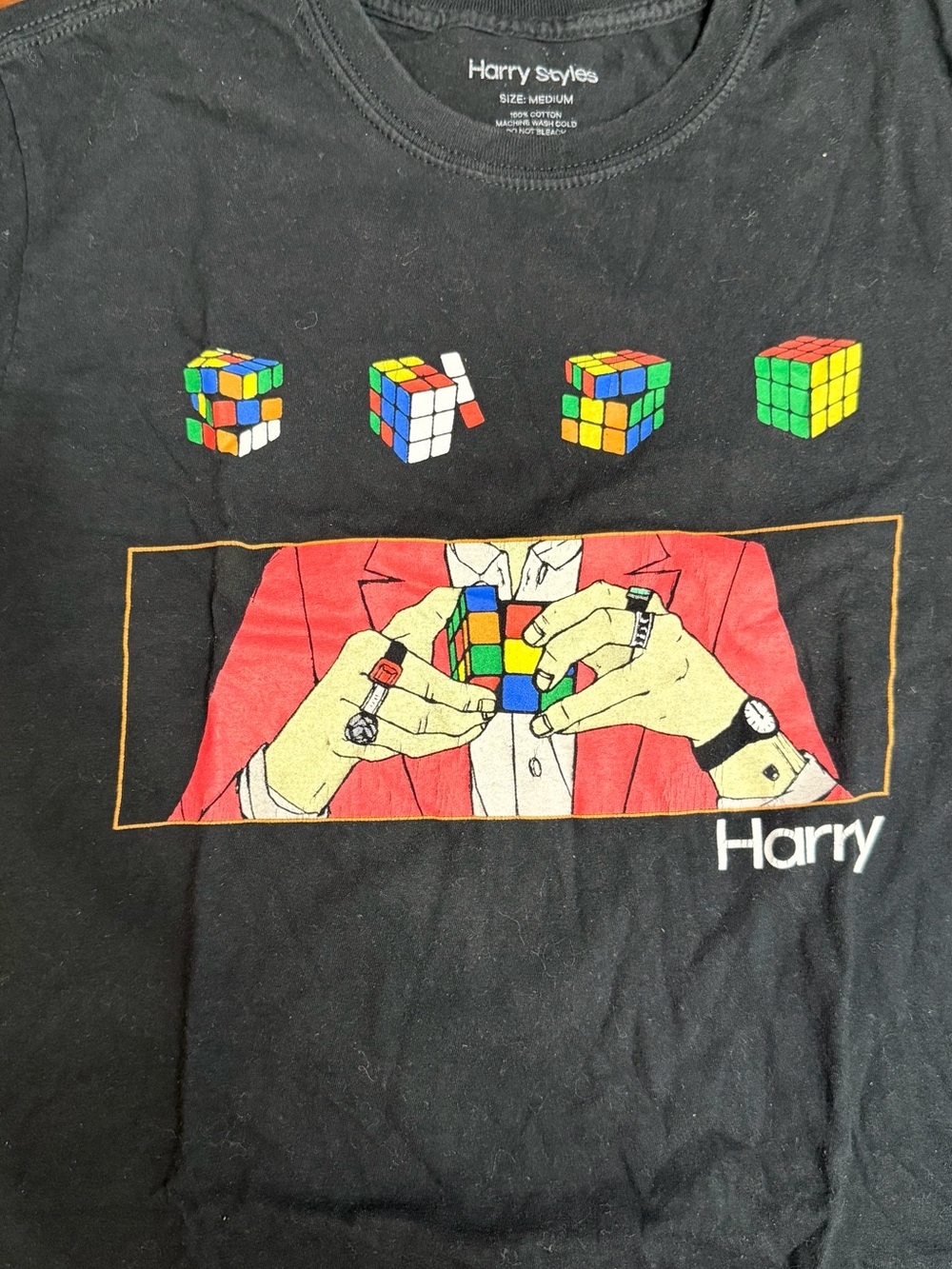 Harry Styles Sign of the Times 2017 Tour Black Rubik's Cube Graphic Tee